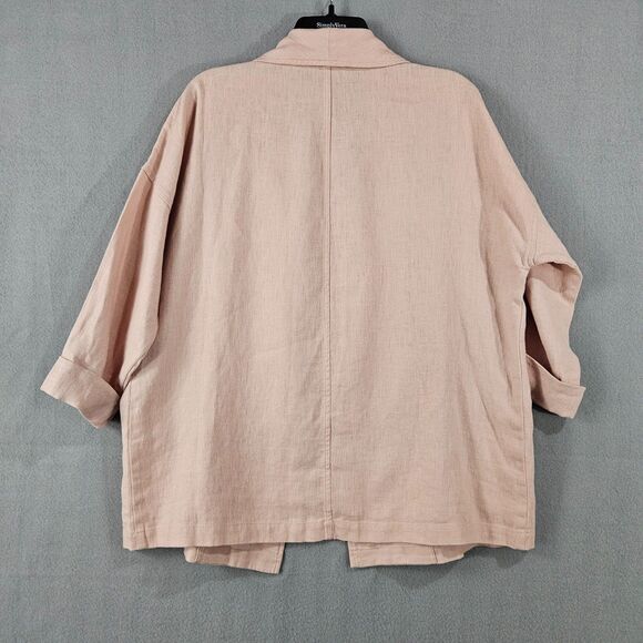 Eileen Fisher Organic Linen Blazer Powder Pink XS Oversized Casual Summer Jacket - Picture 3 of 6